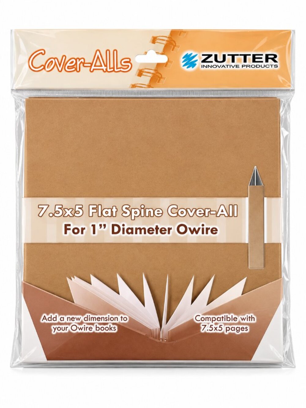 Zutter Cover-Alls 7.5x5 Flat Spine Kraft Cover 1" Owire Bind-It-All Scrapbook